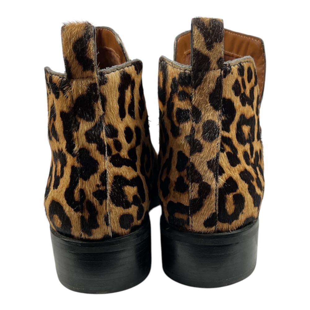 Franco Sarto Excellent Pre-Owned Ankle Booties Women 7.5 Leopard Calf Hair - Picture 4 of 9
